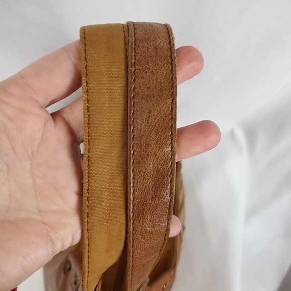 The Sak Leather Patterned Shoulder Bag Brown Leather Zipper Top - Picture 5 of 15